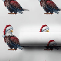 Patriotic Santa Hat Gift Wrap, Bald Eagle Christmas Wrapping Paper, American Holiday Wrapping Paper Roll, Veteran Christmas Wrapping Paper