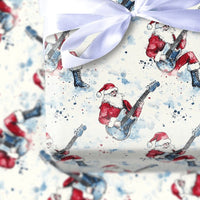 Watercolor Guitar Christmas Gift Wrap, Rock Star Santa Wrapping Paper, Cool Santa Holiday Wrapping Paper, Rocker Santa Christmas Gift Wrap