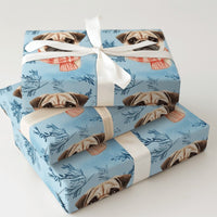 Adorable Dog Christmas Gift Wrap, Pug in Winter Scarf Wrapping Paper, Watercolor Pug Puppy Present Paper, Dog Lover Holiday Present Wrap