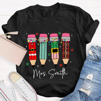 Custom Name Snowflakes Lights Graphic Tee, Personalized Christmas Shirt, Matching Family Holiday T-Shirt, Merry Christmas Season Apparel