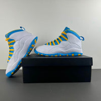 High Top Sneakers, White Blue Yellow Colorway, Leather Footwear, Lace Up Design, Casual Gift for Sneaker Fans