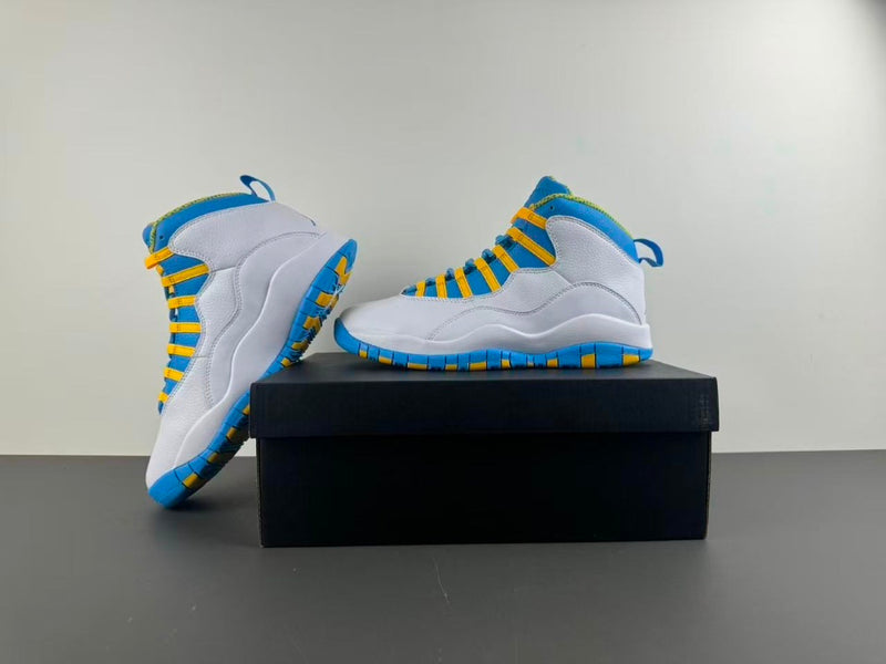 High Top Sneakers, White Blue Yellow Colorway, Leather Footwear, Lace Up Design, Casual Gift for Sneaker Fans