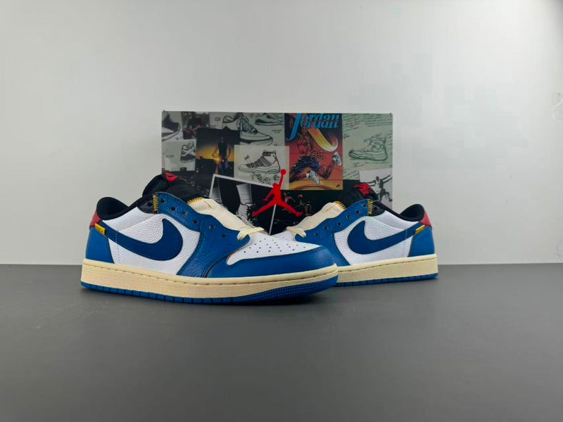 Low Top Sneakers, Blue White Yellow Colorway, Lace Up Design, Casual Gift for Sneaker Fans