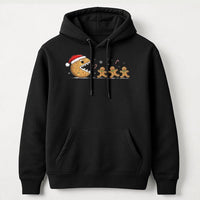 Retro Arcade Cookie Eater Hoodie, Christmas Gingerbread Man Hoodie, Humorous Gamer Holiday Sweatshirt, Adorable Xmas Video Game Pullover Hoodie