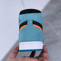 High Top Sneakers, Blue Orange Colorway, Lace Up Design, Casual Gift for Sneaker Fans