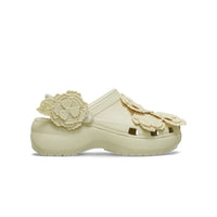 Platform Lace Floral Clogs - Bone