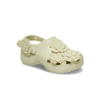 Platform Lace Floral Clogs - Bone