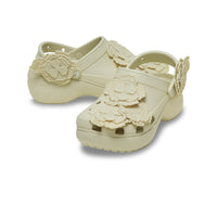Platform Lace Floral Clogs - Bone