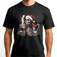Gothic Christmas Graphic Tee, Skeleton Santa T-Shirt, Humorous Xmas Skeleton Shirt, Retro Spooky Holiday T-Shirt, Edgy Christmas Fan Present