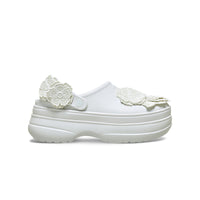 Classic Stacked Lace Floral Clogs - Moonlight