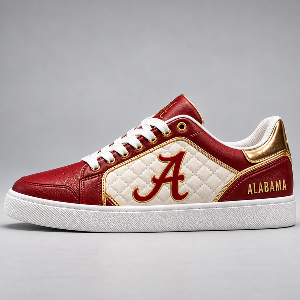 ALA Script Crest - Quilted Cream Low Top Sneakers - main