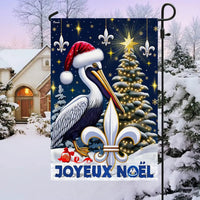 Joyeux Noel Pelican Yard Flag, Louisiana Christmas Garden Flag, Double Sided Fleur de Lis Cajun Flag, Holiday Porch Decor Gulf Coast Present