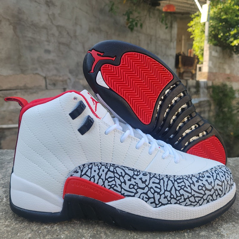 High Top Sneakers, White Black Red Colorway, Lace Up Design, Casual Gift for Sneaker Fans