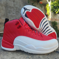 High Top Sneakers, White Red Colorway, Lace Up Design, Casual Gift for Sneaker Fans