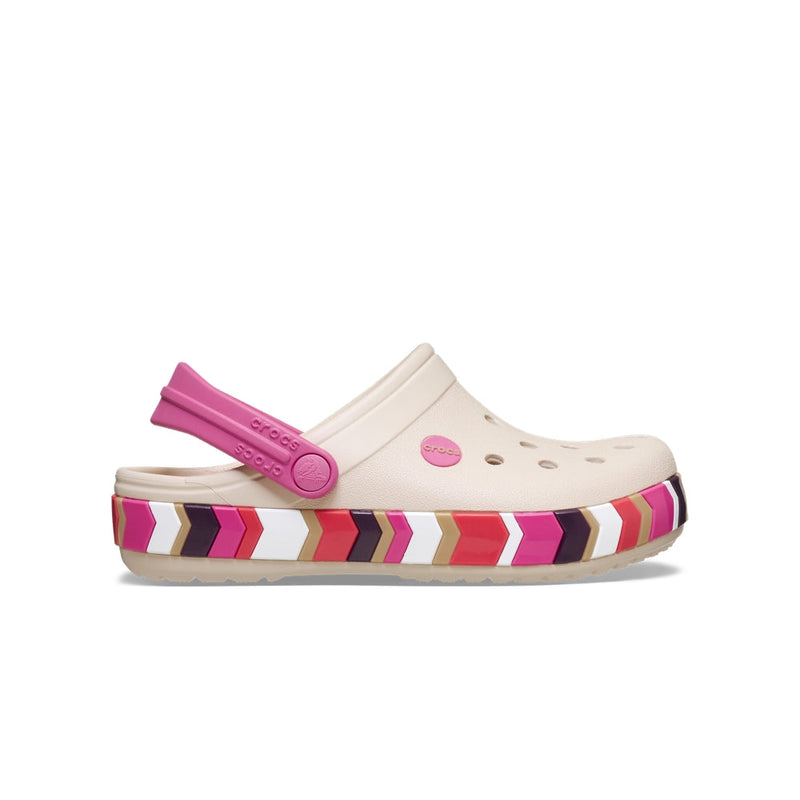 Kids' Crocband Chevron Band Clogs - Frappé / Quiet Rose