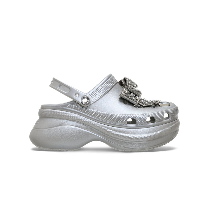 Bae Bedazzled Bows Clogs - Silver