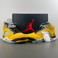 High Top Sneakers, Yellow White Colorway, Leather Footwear, Lace Up Design, Casual Gift for Sneaker Fans