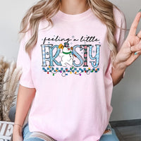 Adorable Snowman Christmas T-Shirt, Feelin' A Little Frosty Shirt, Winter Holiday Graphic Tee, Retro Snowman Shirt