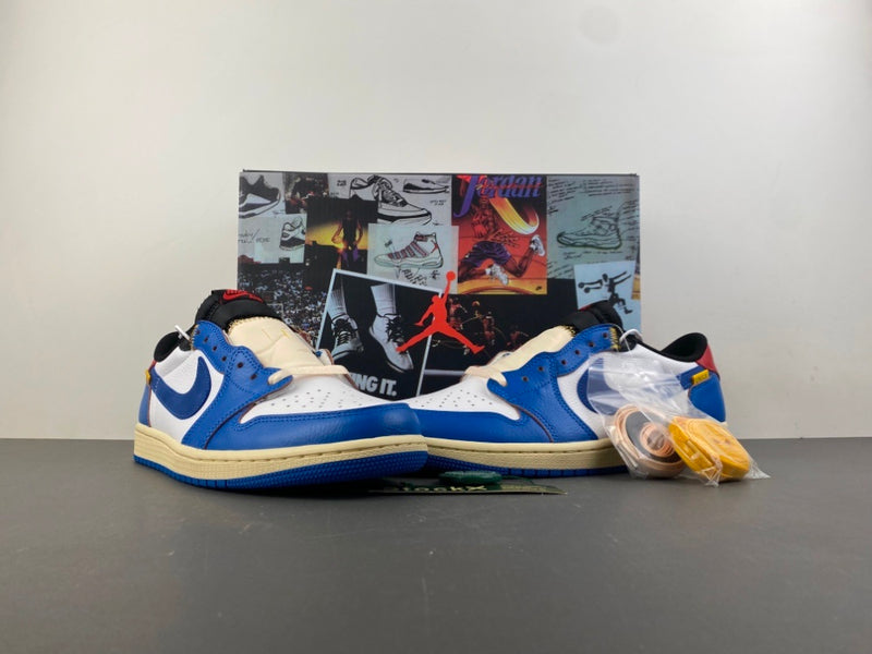 Low Top Sneakers, Blue White Yellow Colorway, Lace Up Design, Casual Gift for Sneaker Fans