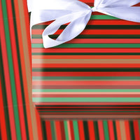 Red Green Black Holiday Gift Wrap Roll, Striped Christmas Wrapping Paper, Modern Festive Present Wrap, Seasonal Packaging Paper