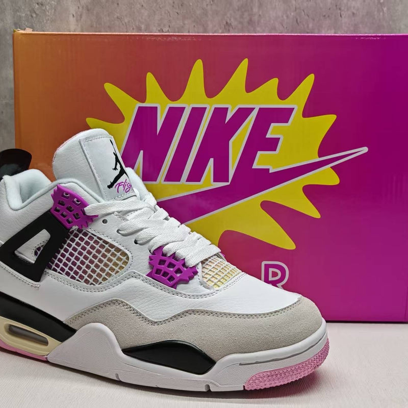 Mid Top Sneakers, White Pink Purple Colorway, Lace Up Design, Casual Gift for Sneaker Fans