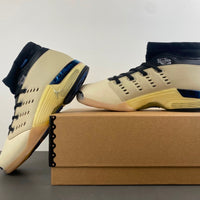 Retro Low Top Shoes, Blue Black Yellow Gray Colorway, Lace Up Design, Casual Gift for Shoe Lovers