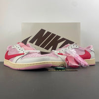 Low Top Sneakers, White Pink Colorway, Reverse Hook Design, Lace Up Design, Casual Gift for Sneaker Fans