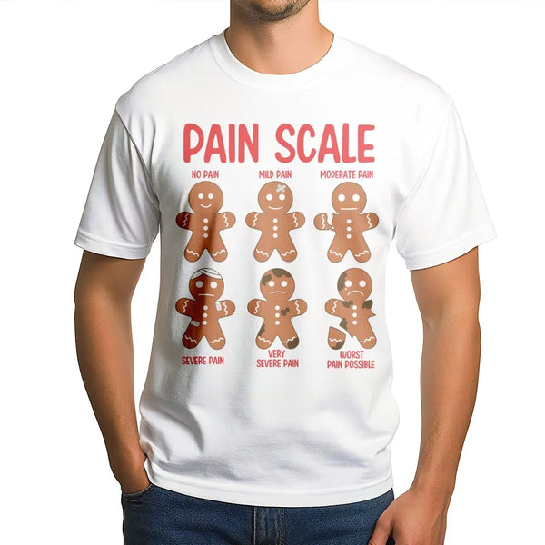 Humorous Holiday Cookie Medical Shirt, Gingerbread Man Pain Scale T-Shirt, Nurse Christmas Graphic Tee, Doctor Healthcare Sta