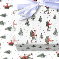Outdoor Backpacking Santa Gift Wrap, Hiking Santa Christmas Wrapping Paper, Trekking Santa Wrapping Paper, Winter Adventure Holiday Paper