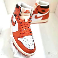 High Top Sneakers, Orange Colorway, Lace Up Design, Casual Gift for Sneaker Fans
