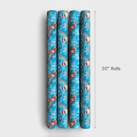 Tropical Vacation Santa Gift Wrap, Swimming Santa Wrapping Paper, Summer Beach Christmas Wrapping Paper, Humorous Holiday Present Paper