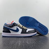 Low Top Sneakers, Blue White Black Colorway, Lace Up Design, Casual Gift for Sneaker Fans