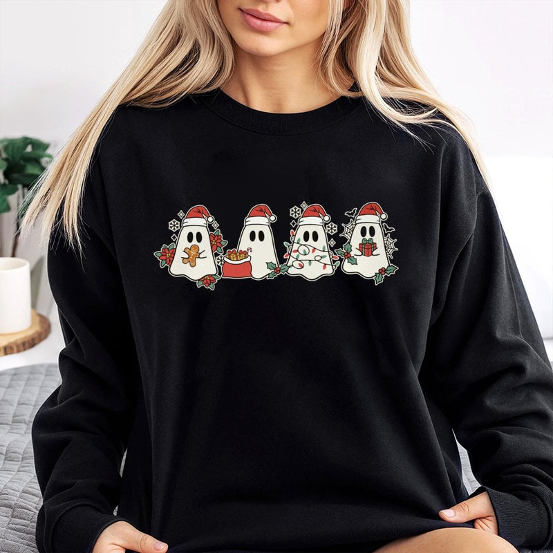 Adorable Santa Ghost Crewneck, Christmas Ghost Sweatshirt, Retro Spooky Xmas Sweatshirt, Holiday Graphic Pullover, Comfy Winter Ghost Sweatshirt
