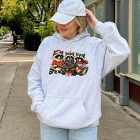 Adorable Holiday Forest Animal Sweatshirt, Christmas Raccoon Hoodie, Retro Winter Wildlife Graphic Hoodie, Festive Animal Lover Pullover Hoodie