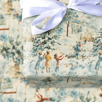 Snowy Town Christmas Wrapping Paper, Vintage Winter Village Wrapping Paper, Watercolor Holiday Gift Wrap, Festive Tree Decorating Gift Wrap