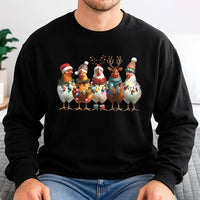Festive Farm Animal Holiday Sweater, Christmas Chicken Lights Sweatshirt, Adorable Xmas Farmer Pullover Crewneck, Homestead Holiday Present