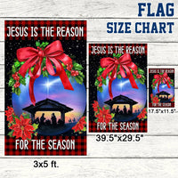Holy Family Nativity Yard Flag, Jesus Is the Reason for the Season Garden Flag, Christian Christmas Lawn Flag, Religious Holiday Decor
