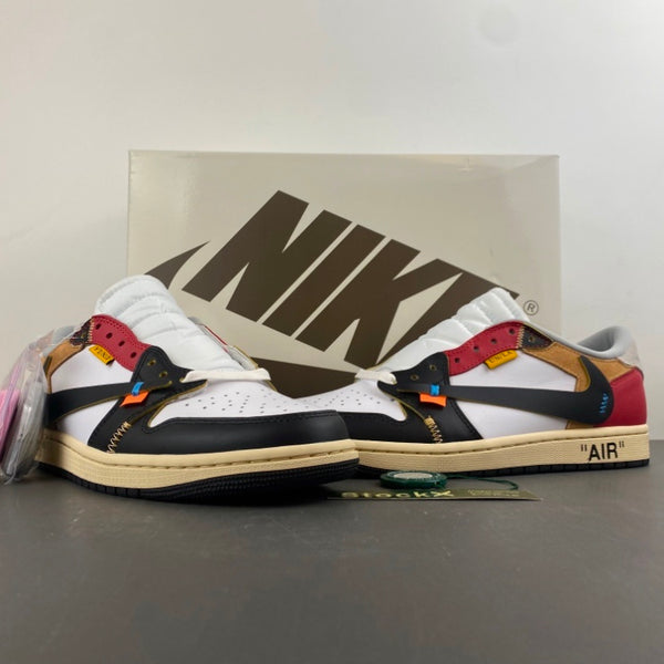 Low Top Sneakers, White Black Red Colorway, Leather Footwear, Reverse Hook Design, Lace Up Design, Casual Gift for Sneaker Fans