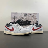 Low Top Sneakers, White Red Gray Colorway, Lace Up Design, Casual Gift for Sneaker Fans