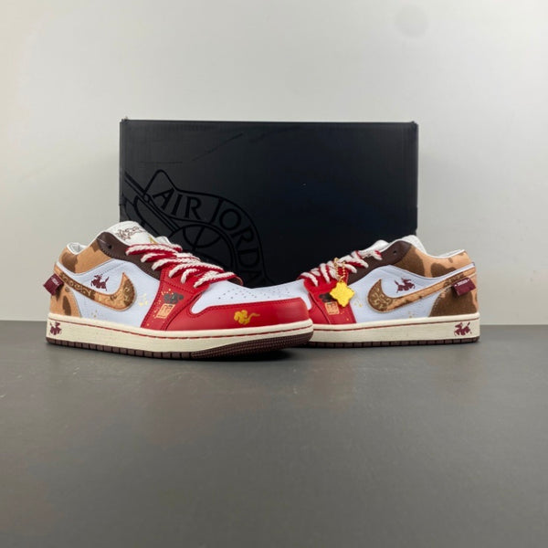 Low Top Sneakers, Red Gold Colorway, Lace Up Design, Casual Gift for Sneaker Fans