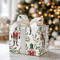 Christmas Soldier Holiday Gift Wrap, Watercolor Nutcracker Wrapping Paper, Holly Berry Nutcracker Wrapping Paper, Festive Present Packaging