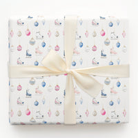 Christmas Ornaments Gift Wrap, Watercolor Ice Skates Wrapping Paper, Pastel Winter Holiday Wrapping Paper, Festive Seasonal Gift Wrap