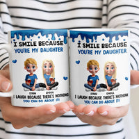 Personalized Cartoon Sisters Blue Paint Drip Mug, Humorous Daughter Ceramic Mug, Humorous Coffee Cup, Birthday Christmas Present from Parents