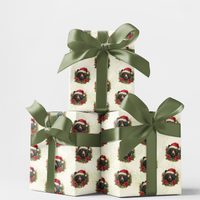 Festive Forest Wildlife Gift Wrap, Santa Woodland Bear Christmas Wrapping Paper, Adorable Animal Holiday Wrapping Paper, Nature Lover Gift Wrap