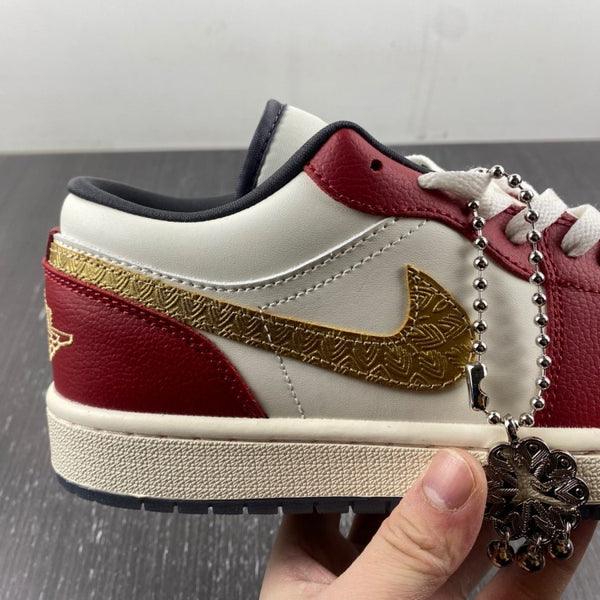 Low Top Sneakers, White Red Gold Colorway, Lace Up Design, Casual Gift for Sneaker Fans