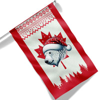 Santa Hat Bear Holiday Flag, Polar Bear Christmas Canadian Flag Garden Flag, Double-Sided Canada Flag, Winter Yard Lawn Decor Present