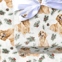 Watercolor Winter Dog Gift Wrap, Golden Retriever Wrapping Paper, Christmas Dog Gift Wrapping Paper, Holiday Pet Gift Wrap