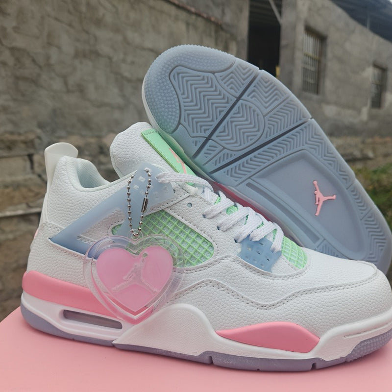 Mid Top Sneakers, Pink Colorway, Valentine Design, Lace Up Design, Casual Gift for Sneaker Fans