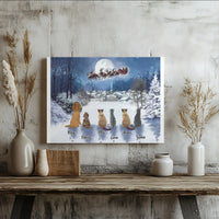 Custom Dog and Cat Portrait Canvas Print, Personalized Pet Christmas Canvas Art, Holiday Pet Wall Art, Winter Decor, Pet Lover Present