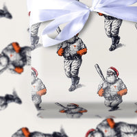 Vintage Baseball Gift Wrap, Baseball Santa Christmas Wrapping Paper, Retro Sporty Holiday Wrapping Paper, Baseball Fan Gift Wrapping Paper